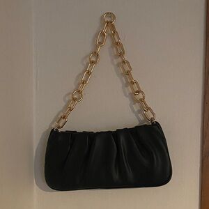 a new day Black Shoulder Bag with Gold Chain